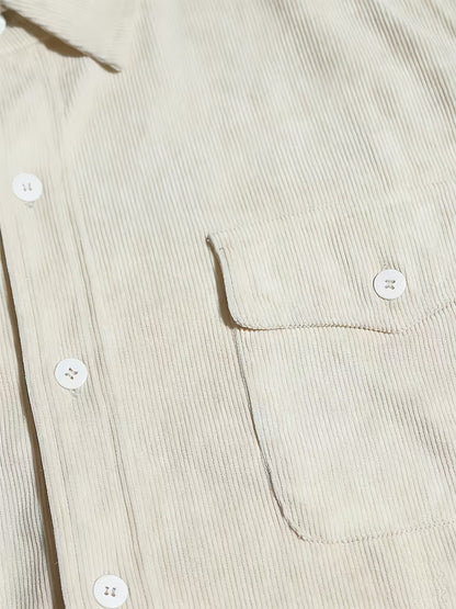 Camisa El Estanciero · Pana Canalada con Paneles de Cuero
