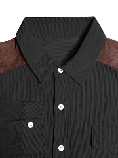 Camisa El Estanciero · Pana Canalada con Paneles de Cuero
