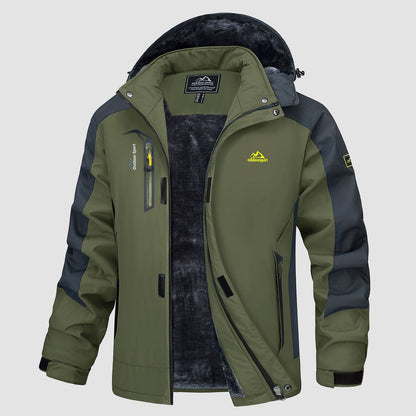 Men's Water Resistant Ski Jacket - Fleece Lined Parka with Pockets